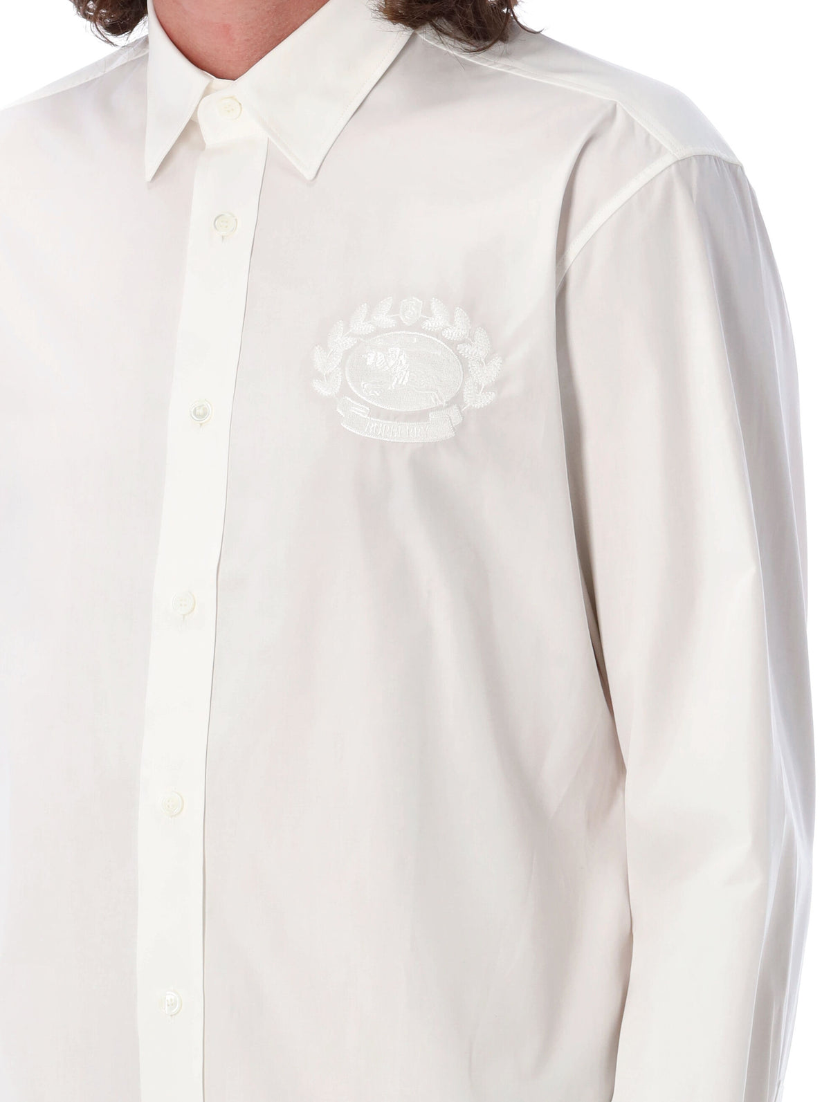 BURBERRY Refined Cotton Poplin Shirt with Equestrian Embroidery