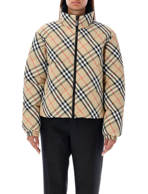 BURBERRY Reversible Checkered Design Down Jacket - Women's Small