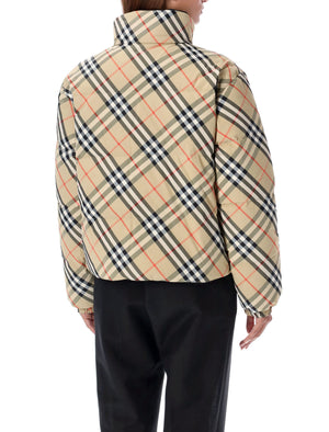 BURBERRY Reversible Checkered Design Down Jacket - Women's Small