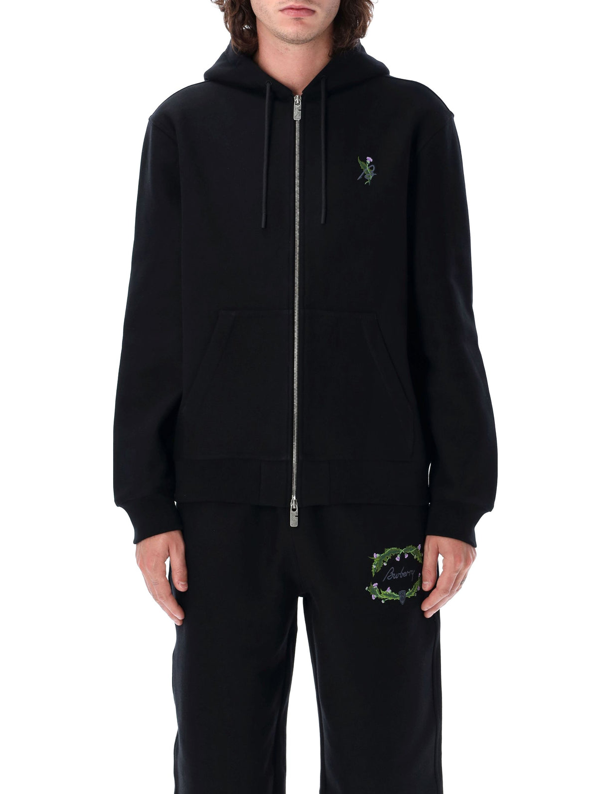 BURBERRY Men's Embroidered Hoodie - Size L