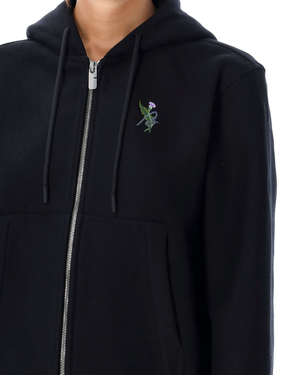 BURBERRY Thistle Logo Zip Hoodie - Relaxed Fit