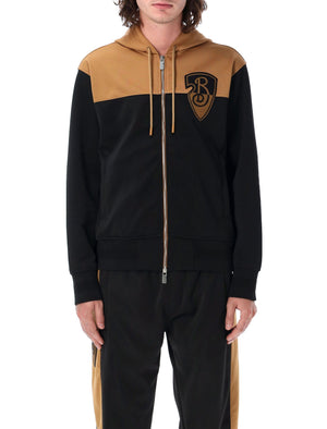 BURBERRY Men's Zip Hoodie with Drawstring Hood - Loose Fit