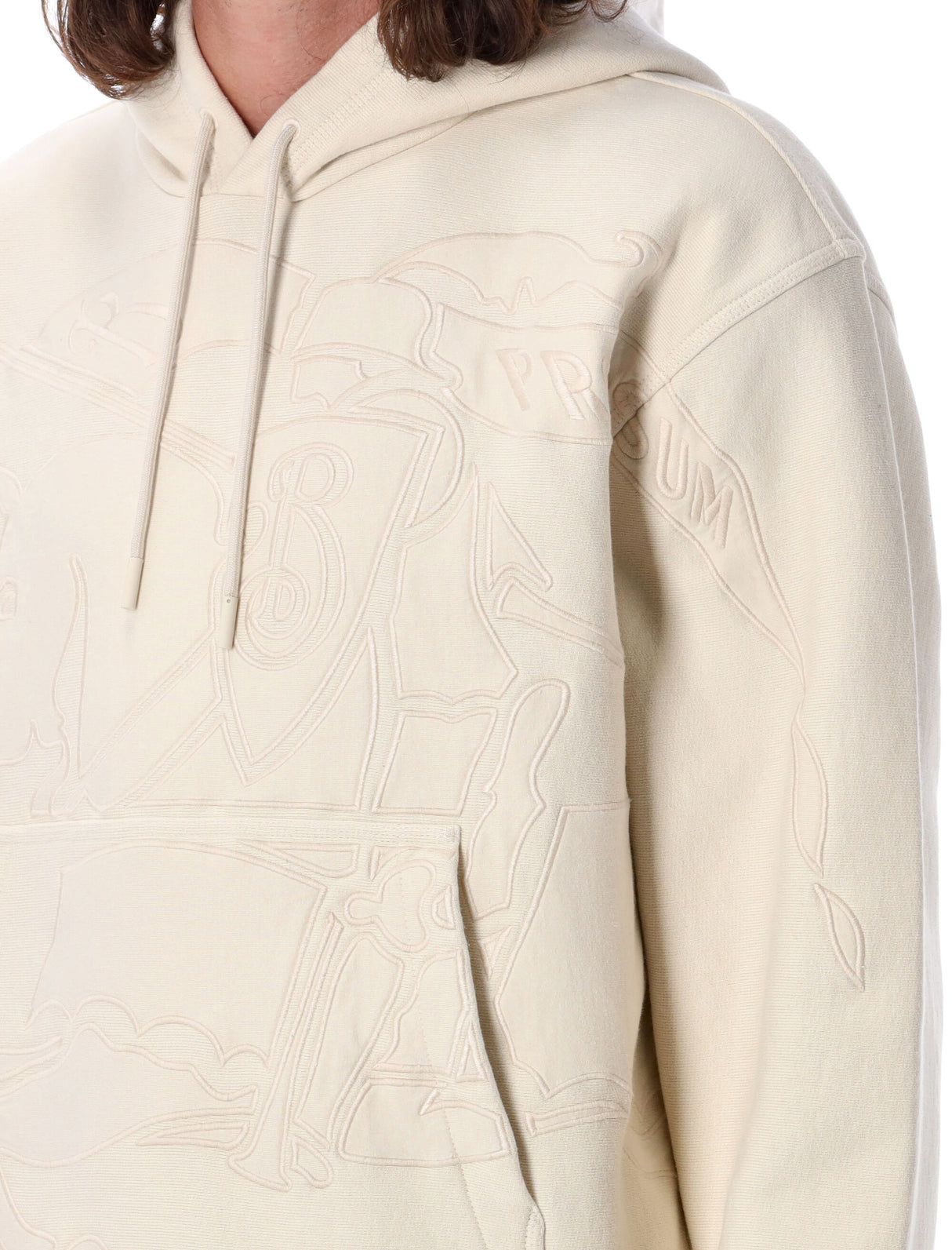 BURBERRY Embroidered Logo Hoodie - Relaxed Fit - Size M