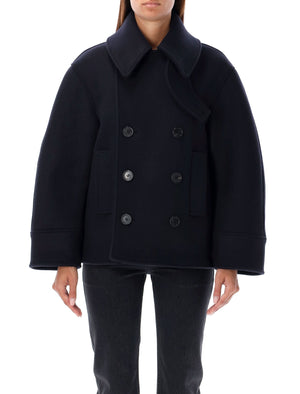 SAINT LAURENT Double-Breasted Peacoat - Stylish Boxy Fit for Women - Size 1