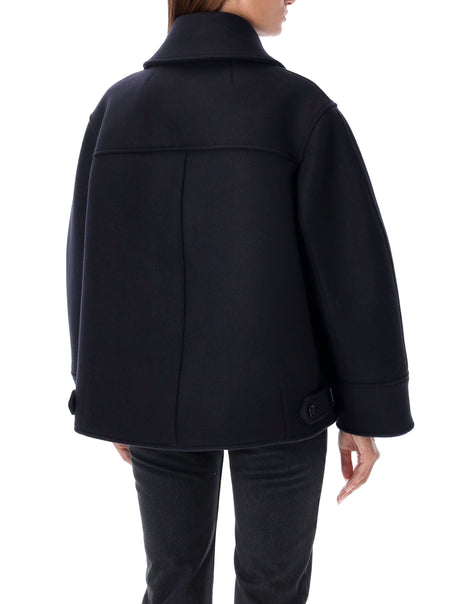 SAINT LAURENT Double-Breasted Peacoat - Stylish Boxy Fit for Women - Size 1