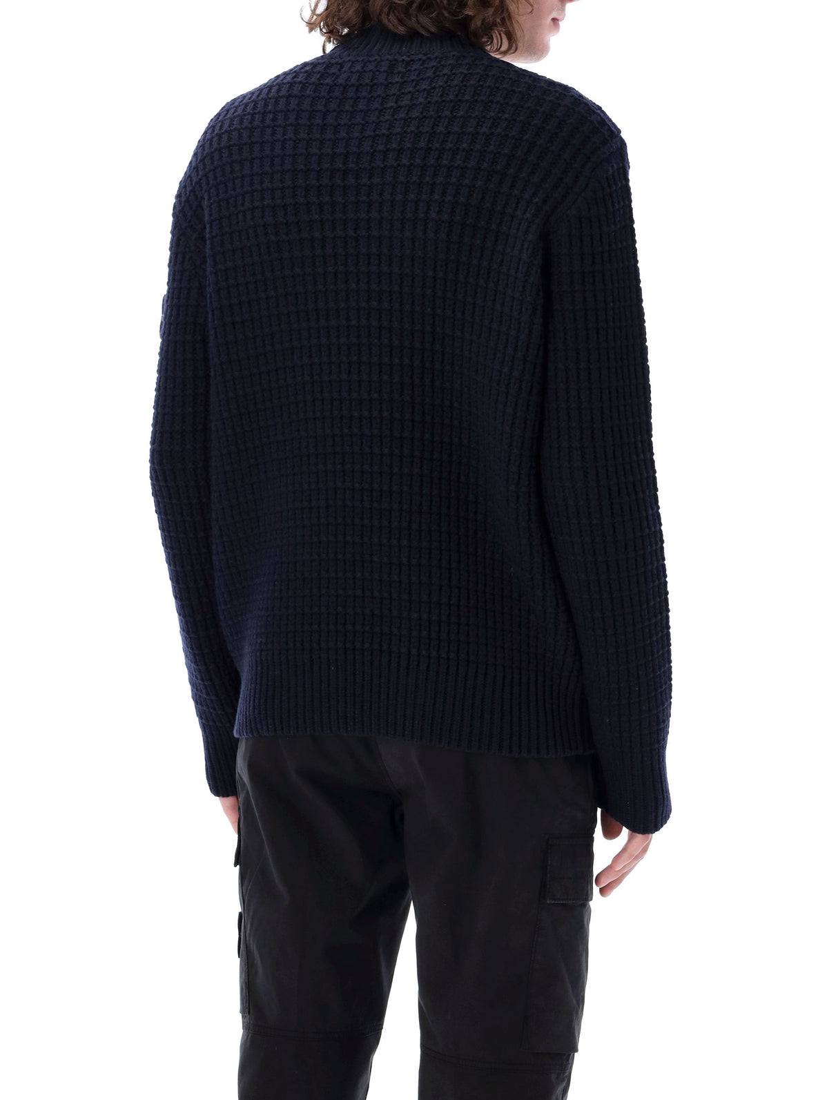 STONE ISLAND Classic Navy Crew Neck Wool Sweater