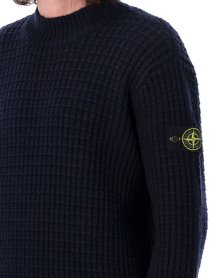 STONE ISLAND Classic Navy Crew Neck Wool Sweater