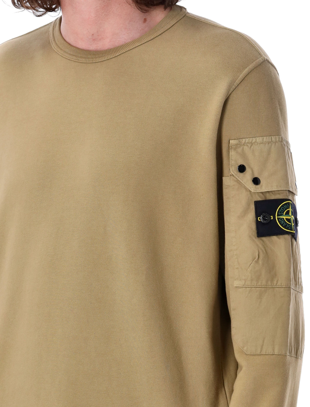 STONE ISLAND Military-Inspired Cotton Sweatshirt with Utility Pocket