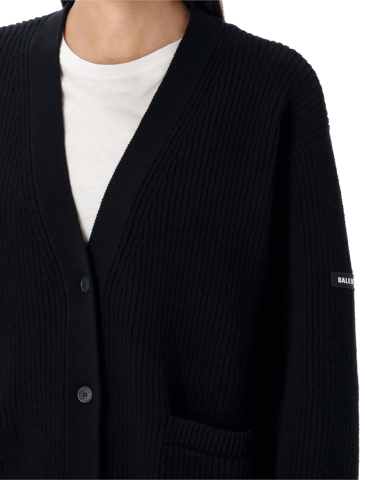 BALENCIAGA V-Neck Wool Cardigan - Relaxed Fit, Size S