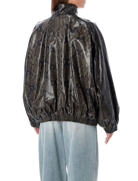 BALENCIAGA Oversized Python-Effect Leather Jacket - Size 36