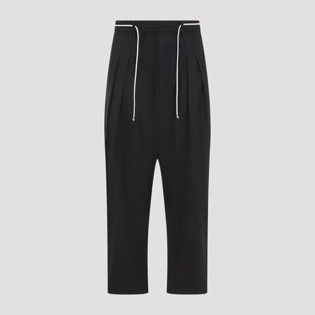 MORDECAI Pleated Drawstring Structured Wool Trousers