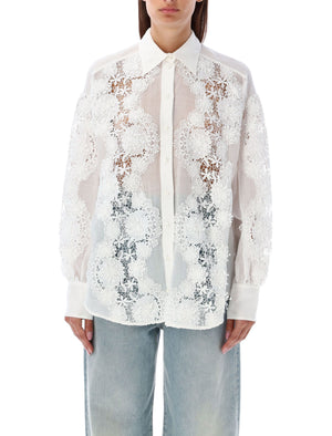 ZIMMERMANN Ivory Sheer Lace Floral Shirt