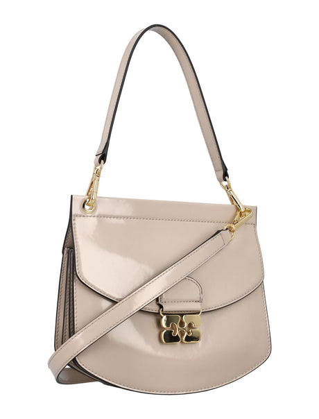 GANNI Chic Oyster Gray Mini Leather Handbag