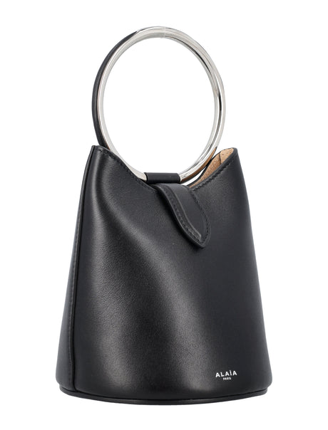 ALAIA Miniature Elegance Leather Bucket Bag with Metal Ring Handle