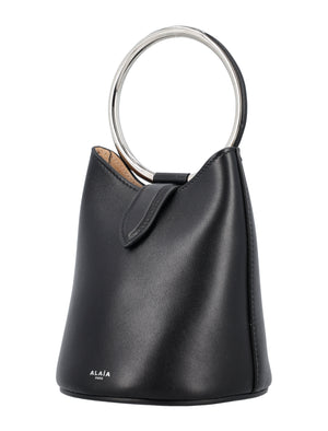 ALAIA Miniature Elegance Leather Bucket Bag with Metal Ring Handle