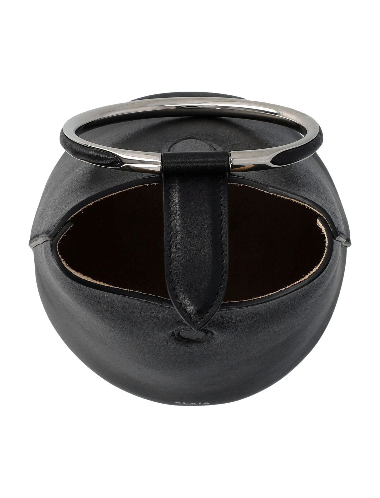 ALAIA Miniature Elegance Leather Bucket Bag with Metal Ring Handle