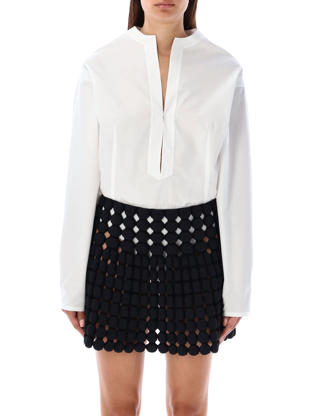 ALAIA White V-Neck Body Shirt for Women - FW24 Collection