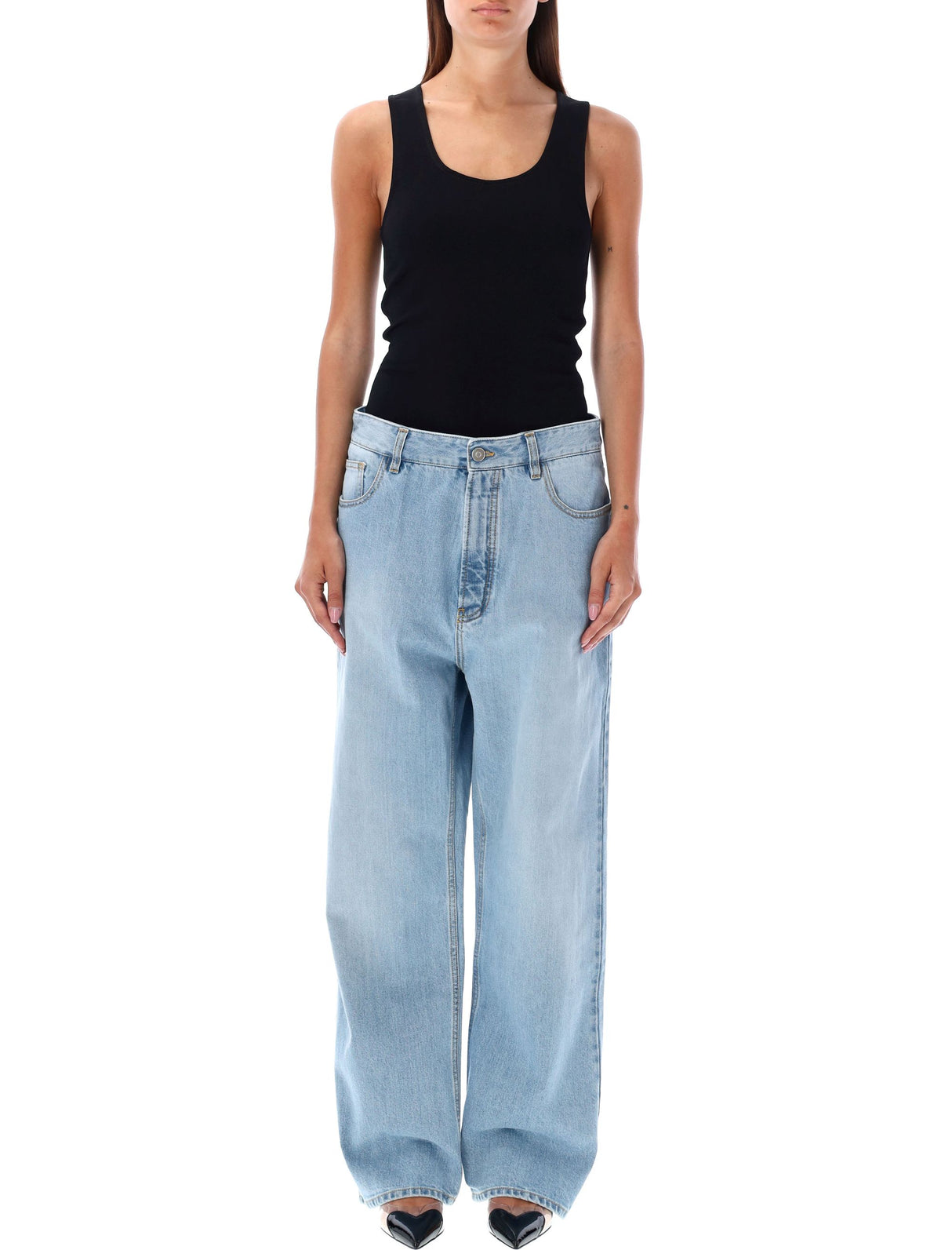 ALAIA Chic Denim Wide-Leg Jumpsuit