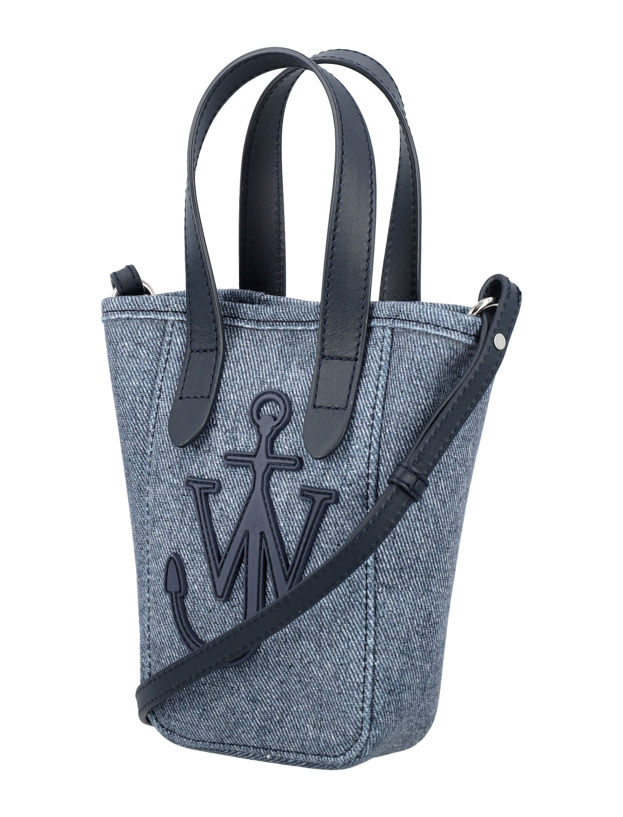 JW ANDERSON Compact Denim Mini Tote with Leather Accents - 18x13x5 cm