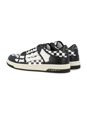 AMIRI Black Checkered Leather Low Top Sneakers for Men