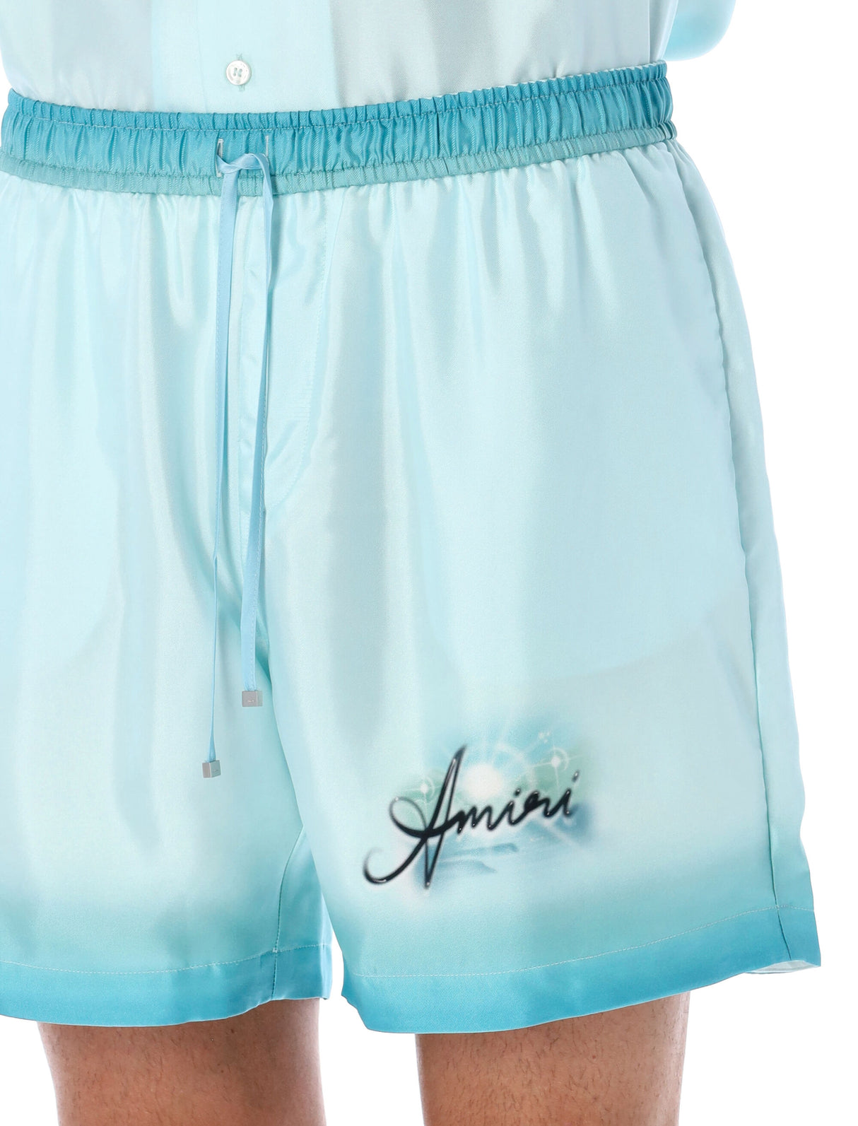 AMIRI Resort Club Cerulean Silk Shorts