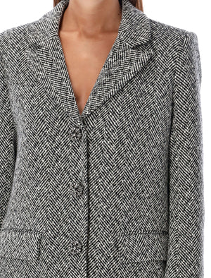 SELF-PORTRAIT Elegant Herringbone Tailored Blazer