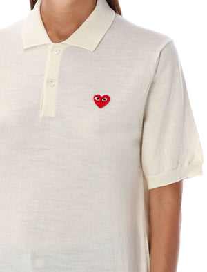 COMME DES GARÇONS PLAY Classic Knit Polo with Iconic Heart Detail