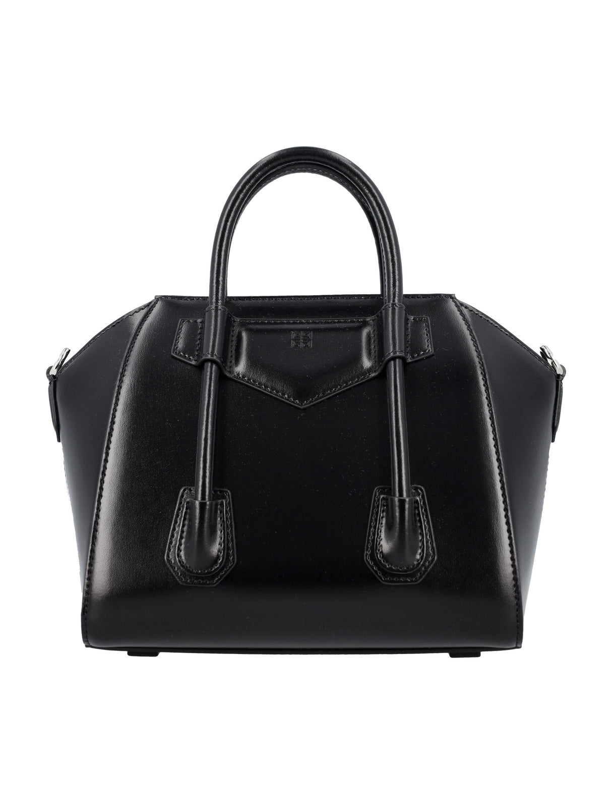 GIVENCHY Elegant Mini Lock Handbag - Black Calf Leather