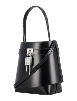 GIVENCHY Elegant Mini Leather Bucket Bag with Signature Lock - 19x21x7 cm