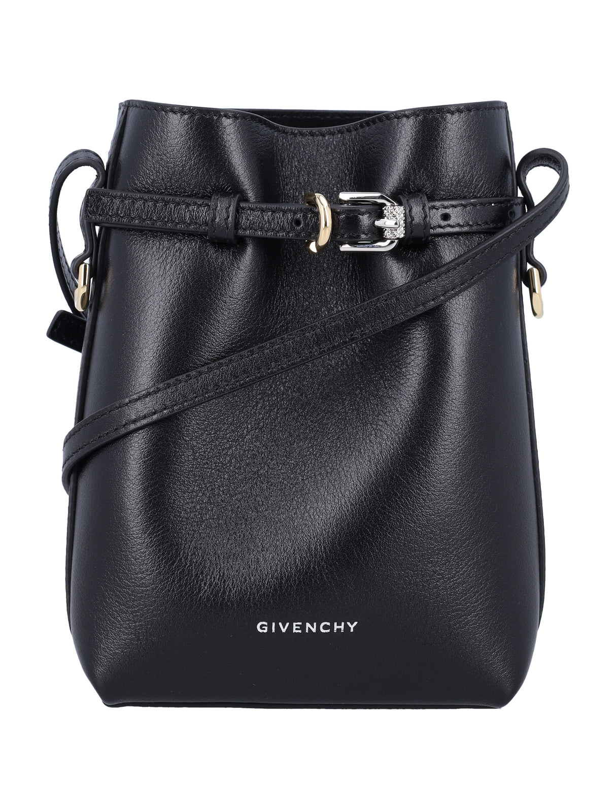 GIVENCHY Elegant Mini Crossbody Bucket Bag with Gold Accents - 18x15x4 cm