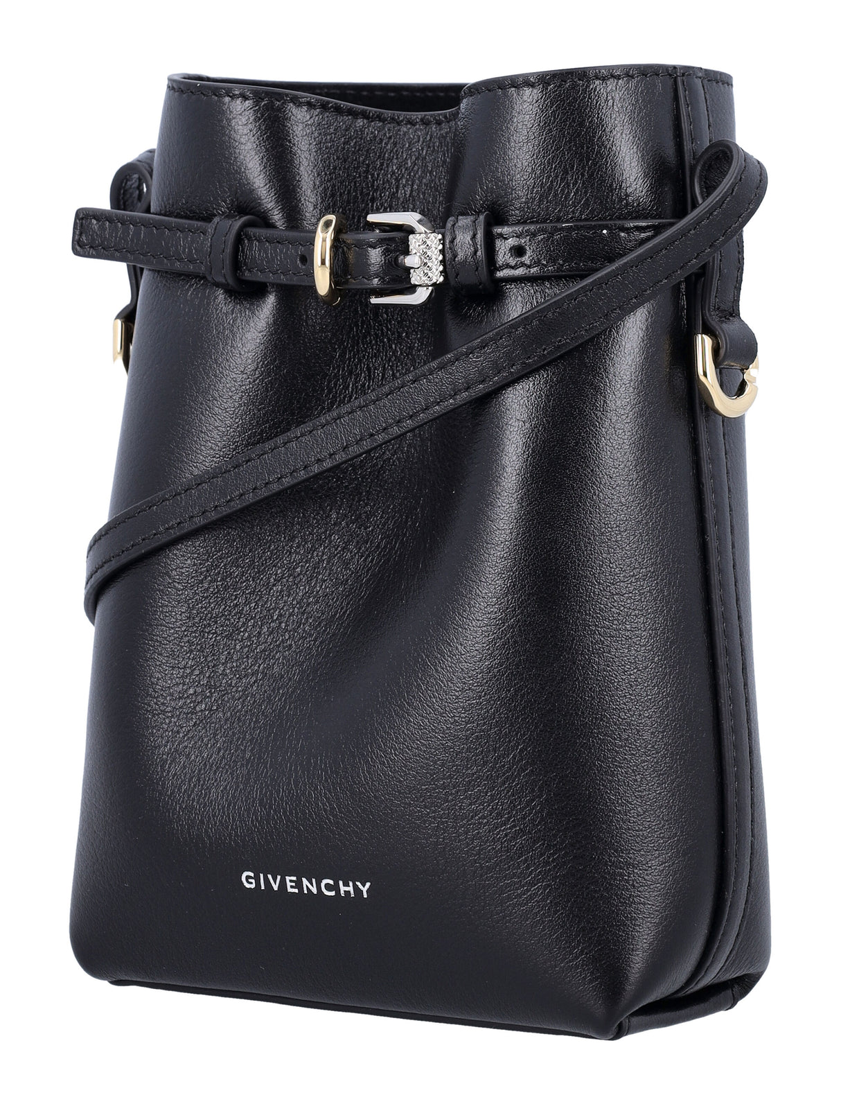 GIVENCHY Elegant Mini Crossbody Bucket Bag with Gold Accents - 18x15x4 cm