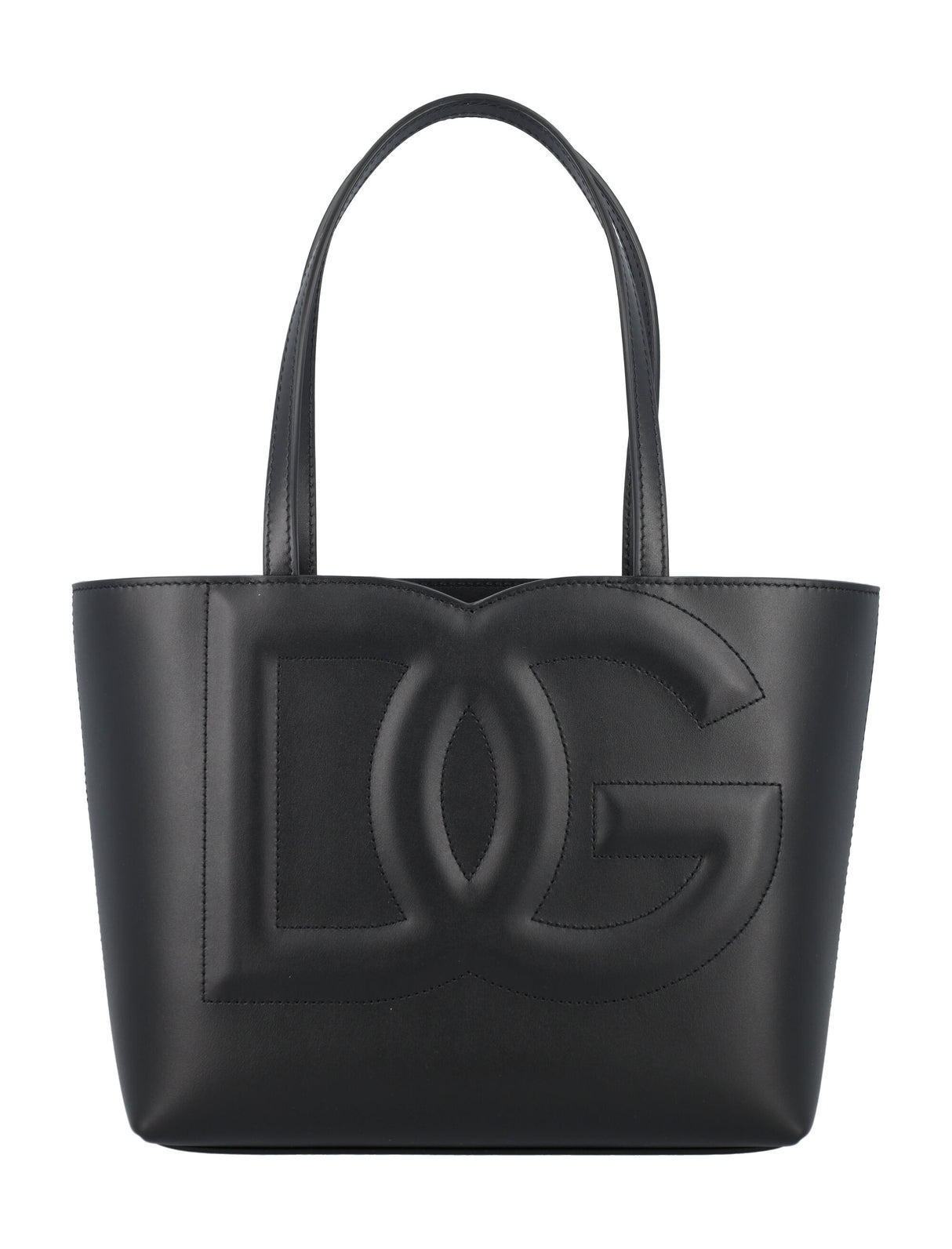 DOLCE & GABBANA Quilted Mini Leather Tote with Calfskin Handles - Black