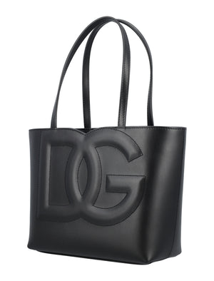 DOLCE & GABBANA Quilted Mini Leather Tote with Calfskin Handles - Black