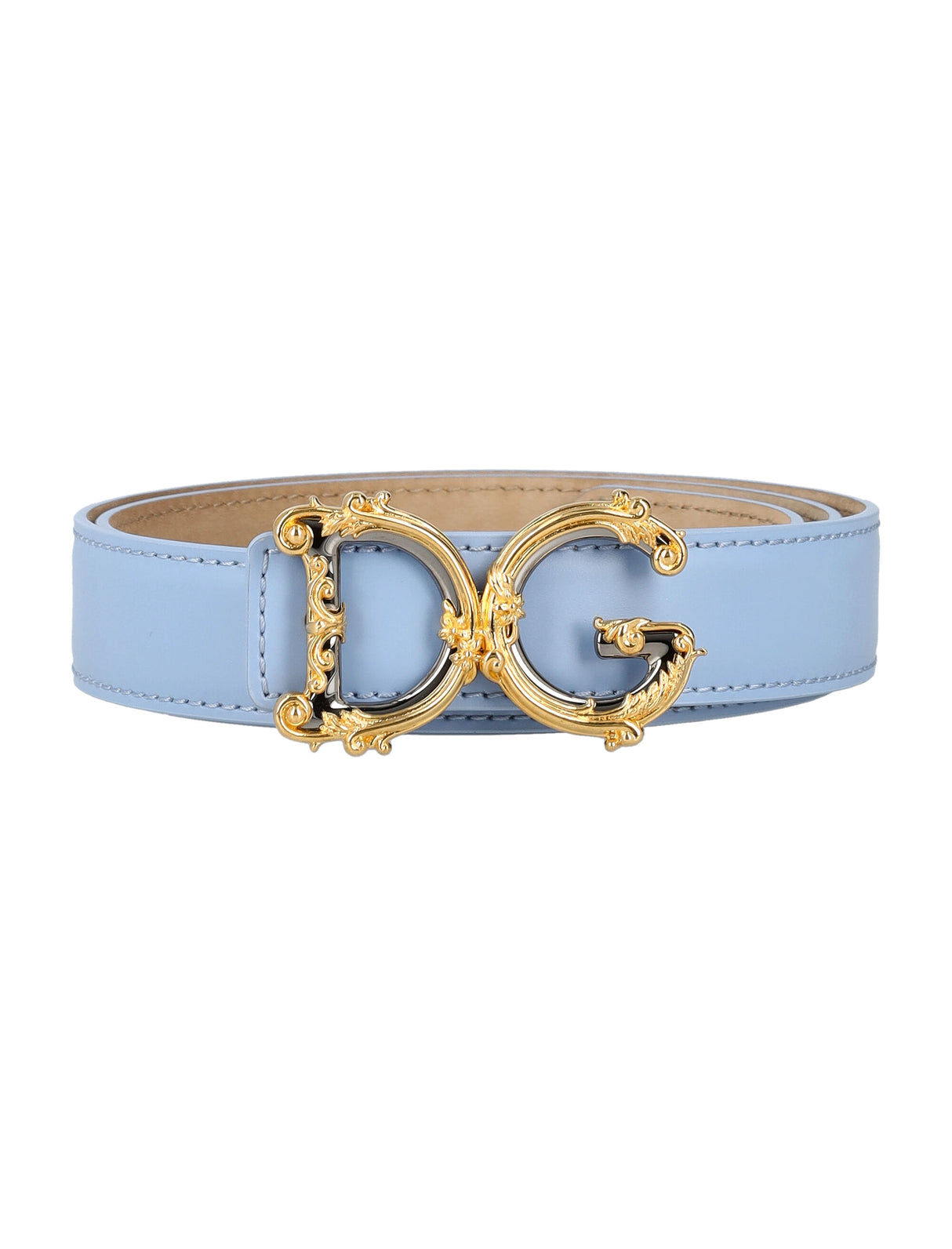 DOLCE & GABBANA Baroque Gold Buckle Leather Belt, 3.5cm