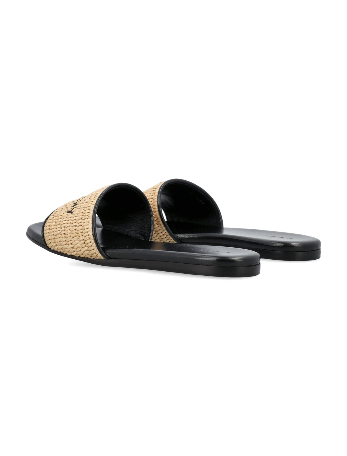 GIVENCHY Chic Flat Raffia Embroidered Logo Slides