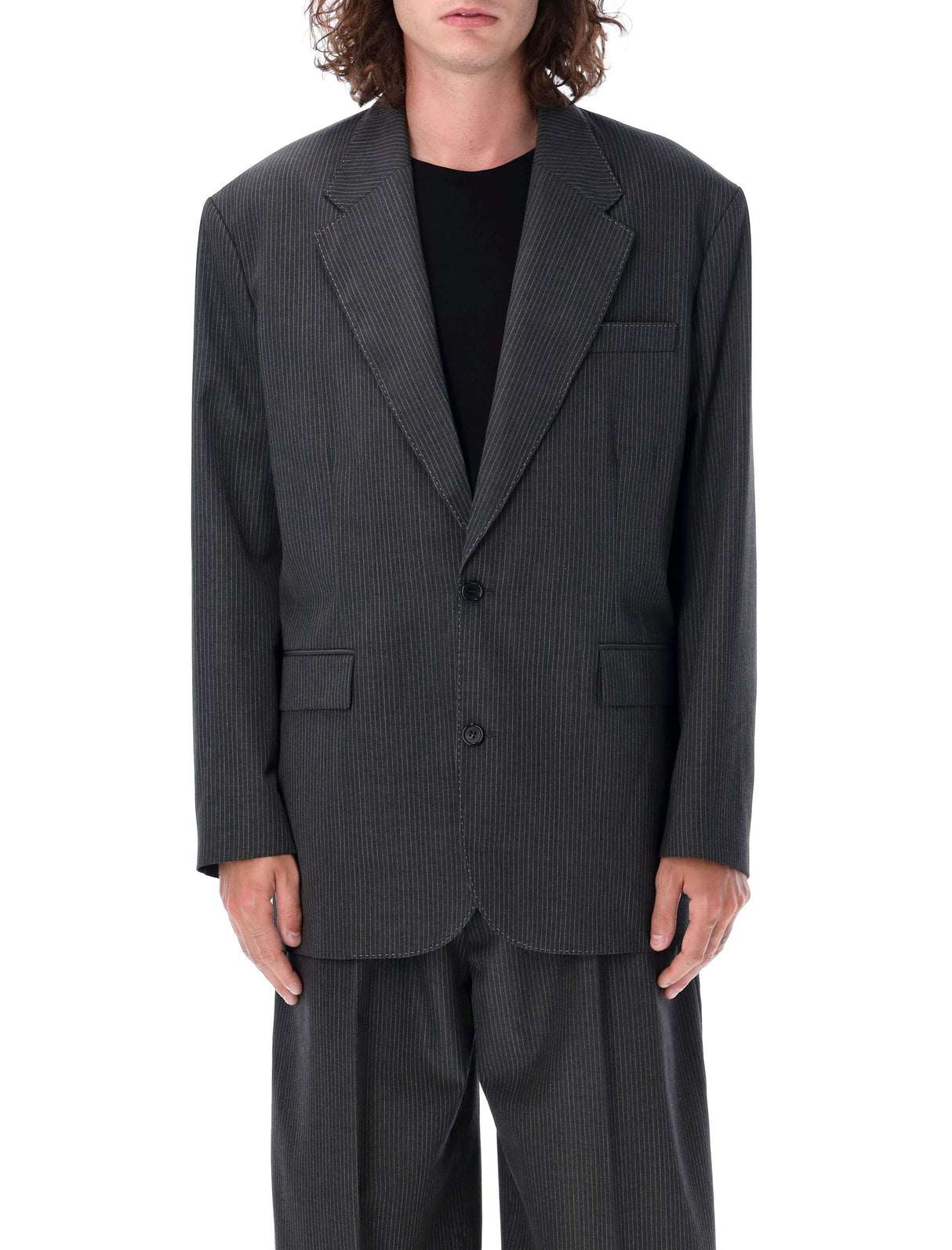 ACNE STUDIOS Pinstripe Oversized Monobreast Blazer