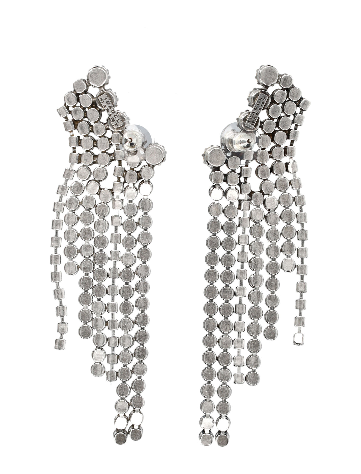 ISABEL MARANT Silver Crystal Fringe Earrings