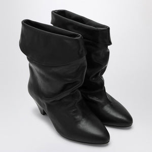 Giày Boots Cổ Ngắn Da Bê Màu Đen Sang Trọng