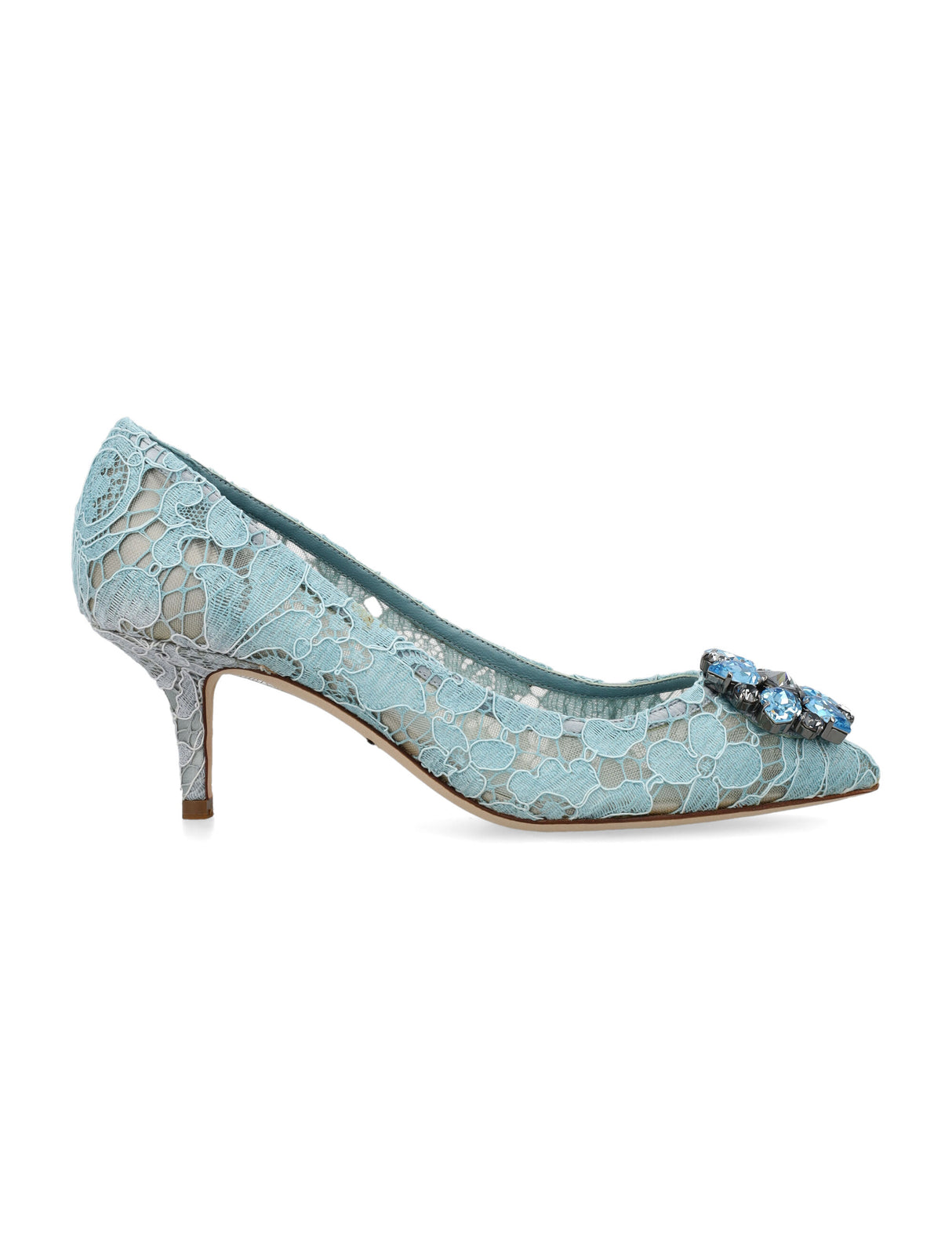 DOLCE & GABBANA Elegant Crystal-Embellished Lace Pumps