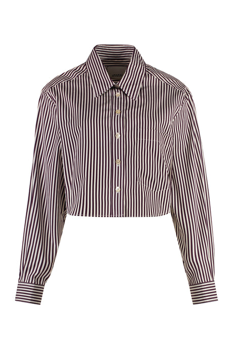 ISABEL MARANT Cropped Striped Poplin Shirt