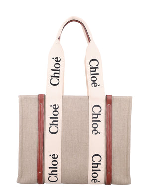 CHLOÉ Linen Tote Handbag - 30CM