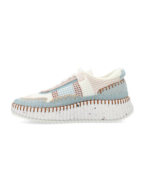 CHLOÉ Elegant Delicate Blue Lace-up Sneakers