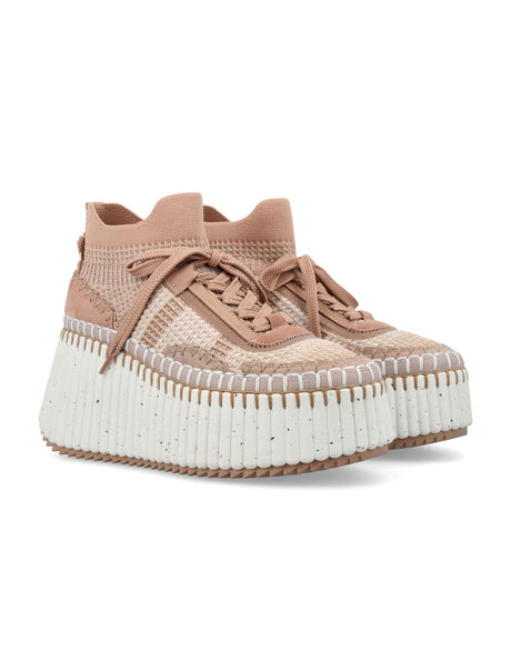 CHLOÉ Eco-Chic High-Top Wedge Sneakers