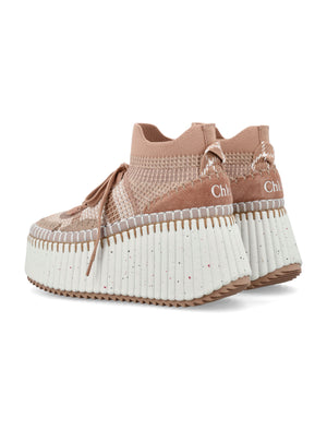 CHLOÉ Eco-Chic High-Top Wedge Sneakers