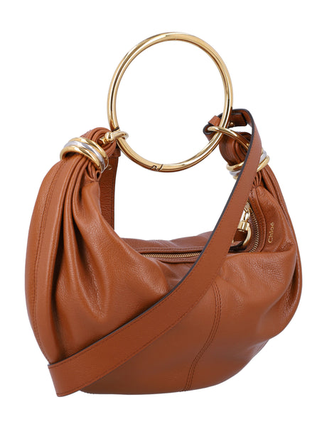 CHLOÉ Mini Grained Leather Hobo Handbag with Bracelet Handle