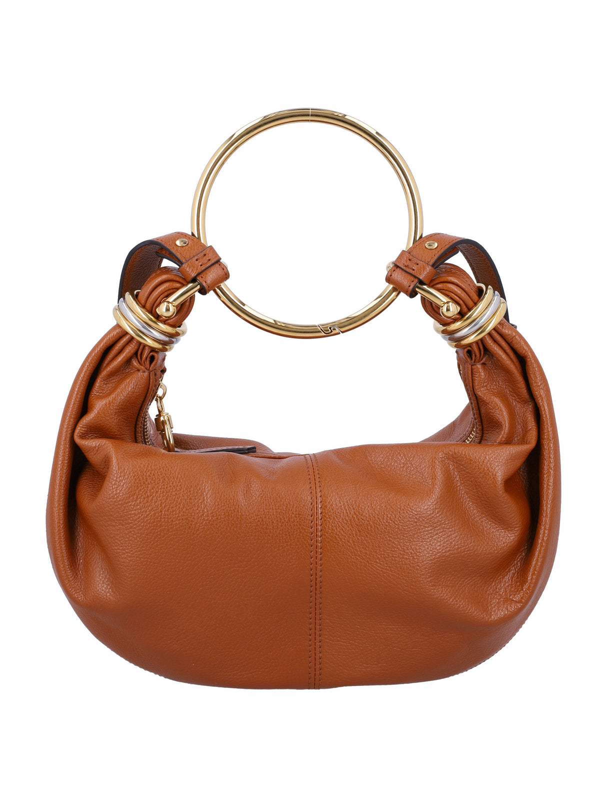 CHLOÉ Mini Grained Leather Hobo Handbag with Bracelet Handle