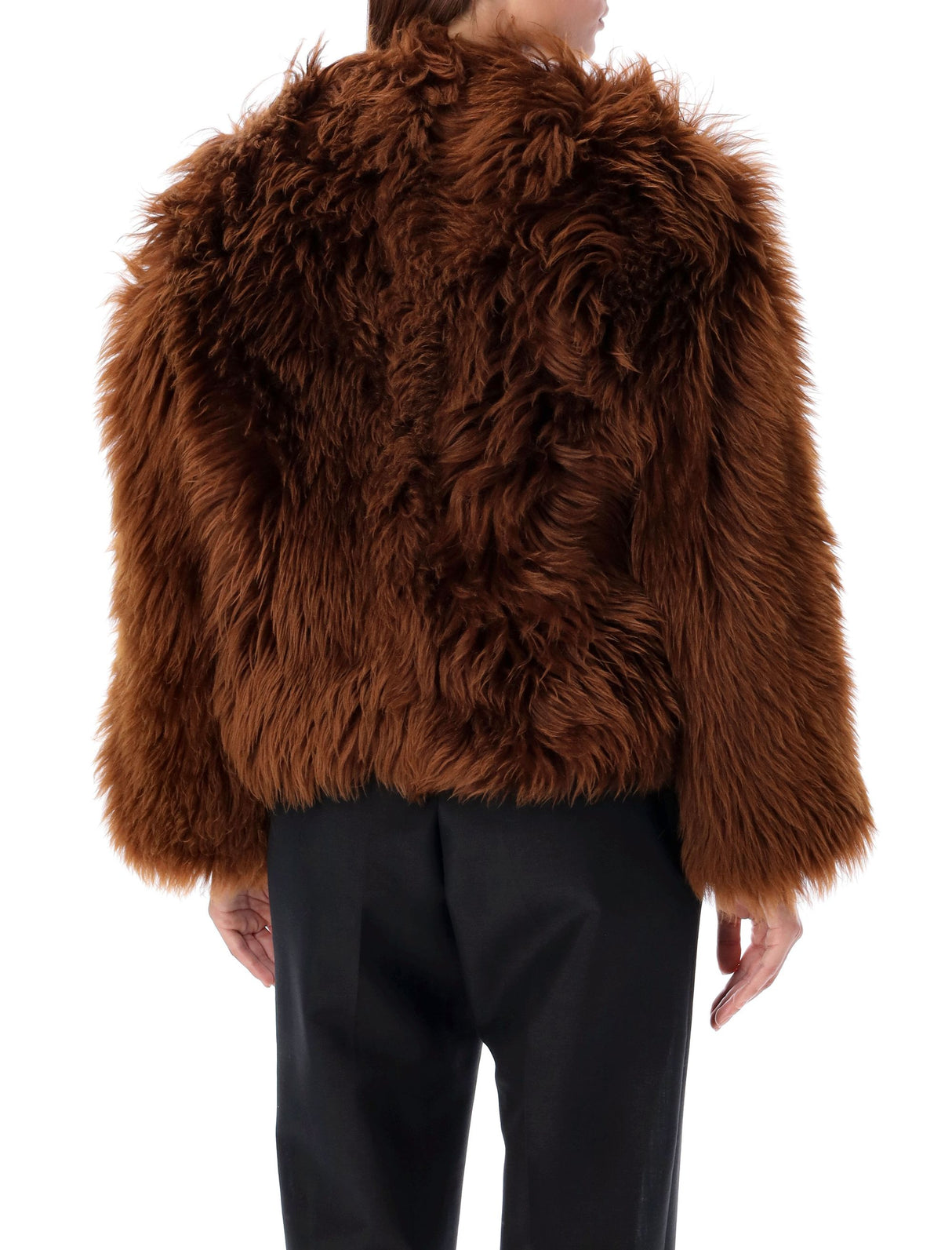 TOM FORD Chic Cropped Curly Shearling Jacket