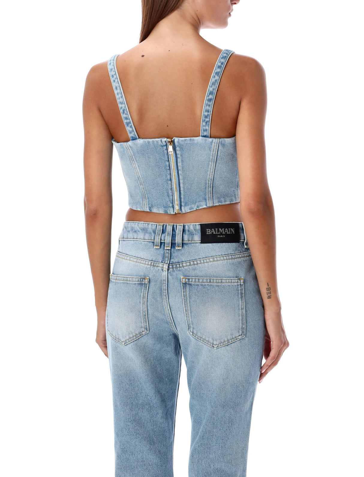 Áo Bustier Jean Màu Xanh Nhạt