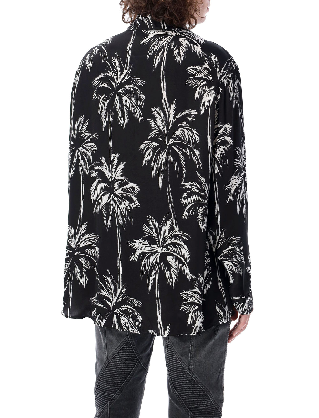 BALMAIN Tropical Elegance Palm Print Shirt