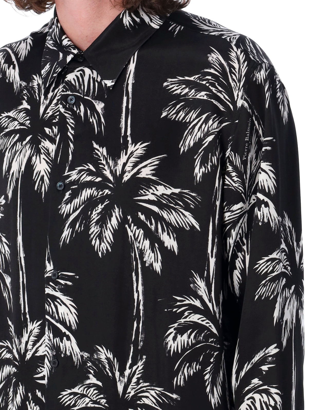 BALMAIN Tropical Elegance Palm Print Shirt